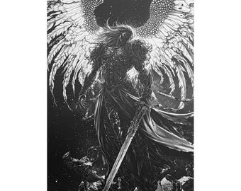 Póster de Dios Emperador, arte esotérico de terror gótico, impresión mural mitológica