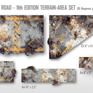 Puede incluir: Juego de terreno Industry Road 11th Edition. El juego incluye 16 piezas de neopreno con un diseño industrial desgastado. Las piezas incluyen tamaños de 4x 17.8cm x 29.2cm, 2x 20.3cm x 29.2cm, 4x 15.2cm x 10.2cm, 4x 25.4cm x 6.4cm y 4x 15.2cm x 5.1cm.