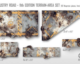 Terrain Area Footprints – 1mm Neoprene Bases | Tournament Ready | Compatible with New 40K Edition Terrain Rules | Full set