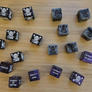TCG Dice Set – 16mm Acrylic D6 | Compatible with One Piece TCG| Increase, Decrease, Keyword Dice