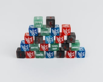 Riftbound Dice Set – 16mm Acrylic D6 | Increase, Decrease, Damage & Keyword TCG Dice