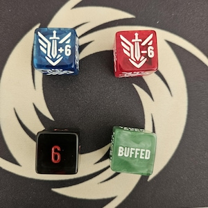 Conjunto de Dados Riftbound – D6 de Acrílico de 16mm | Dados de TCG com Aumento, Diminuição, Dano e Palavras-chave