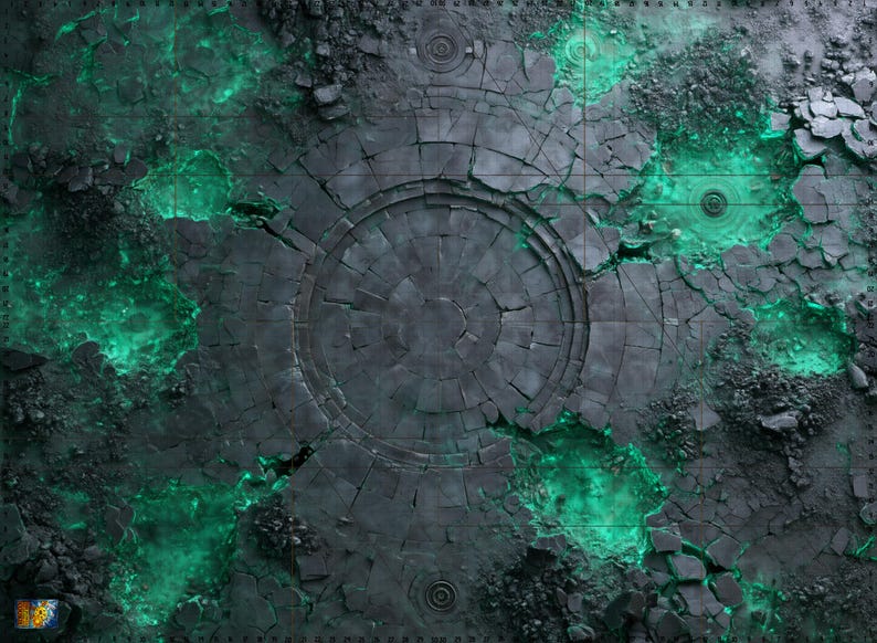 Tapete de Warhammer 40k 11ª Edição (PVC) 60x44 com Zonas de Desdobramento e Grade Tomb World