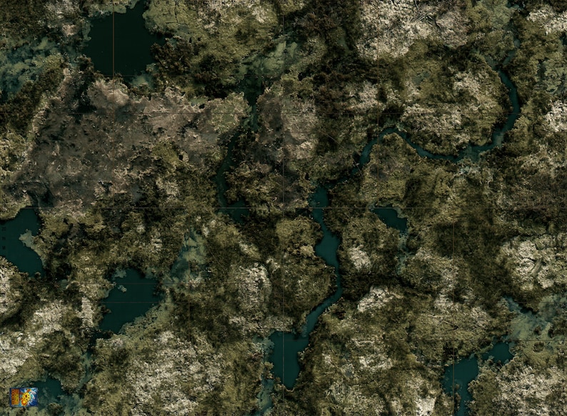 Tapete de Warhammer 40k 11ª Edição (PVC) 60x44 com Zonas de Desdobramento e Grade Swamp Planet
