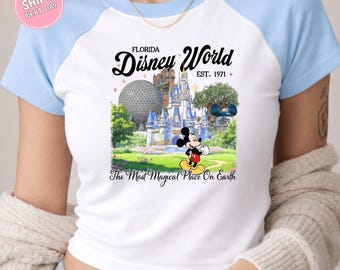 Walt Disney World Baby Tee Mickey Mouse Crop Top Disney Trip 2026 Matching Cropped Tank Top WDW Disneyland Girls Trip Girl Y2K Baby Tank Top
