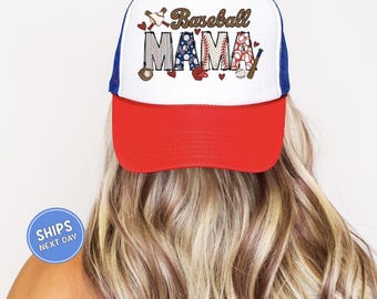 Baseball Mama Hat Baseball Foam Trucker Hat For Women Baseball Hat Baseball Mom Hat Baseball Trucker Hat Gift For Baseball Fan Sport Mom Hat
