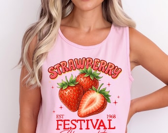 Summer Strawberry Tank Top Summer Shirts Vacation Women Tank Top Vacation Shirts Beach Comfort Colors® Tank Top Summer Vacation Beach Vibes