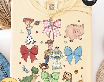 Toy Story Comfort Colors® Shirt Disney  Toy Story Watercolor Bow Shirt Disney Sweatshirt Disney Matching Shirt Woody Buzz Lightyear