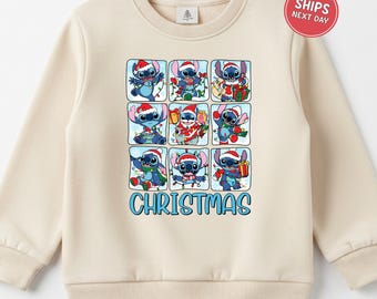 Disney Stitch Christmas Sweatshirt Kids Disney Stitch Sweatshirt Matching Christmas Family Disney Trip Sweatshirt Toddler Stitch Gift
