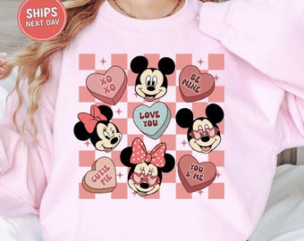 Disney Valentine's Day Shirt Mickey Minnie Happiest Place On Earth Castle Sweatshirt Disney Lovers Shirt Disney Valentine's Day Kids Shirt