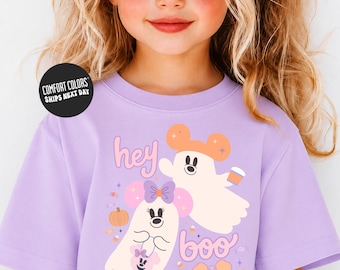 Mickey & Minnie Halloween Shirt Hey Boo Disney Halloween Shirt Comfort Colors® Disney Kids Shirt Toddler Shirt Spooky Season Halloween Gift
