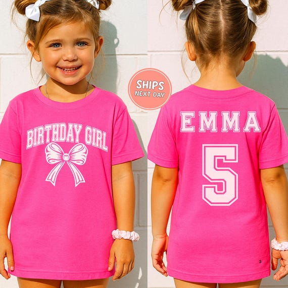 Custom Birthday Girl Shirt Coquette Birthday Shirt Comfort Colors Shirt Jersey Birthday Party Shirt Kids Birthday Shirt Toddler Birthday Tee