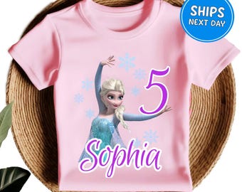 Princess Elsa Birthday Girl Shirt Custom Disney Princess Shirt Personalized Birthday Girl Shirt Frozen Birthday Shirt Toddler Frozen Shirt