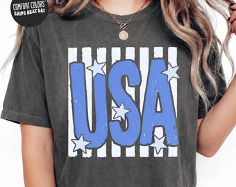 USA Comfort Colors® Boxy Tee USA Stars 250th Anniversary Crop Top 4th Of July Y2K Baby Tee Independence Day Cropped Shirt USA Flag Tank Top