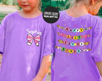 Custom Last Day Of School Shirt Comfort Colors Coquette Personalized Tee Custom Kids Shirt Graduation Shirt Coquette Toddler Last Day Shirt