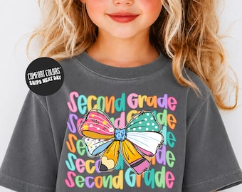 Second Grade Shirt First Day of School Shirt Coquette Neon Back to School Girls Shirt Comfort Colors Hello 2nd Grade Shirt Toddler Shirt