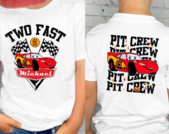 Custom Disney Cars Birthday Shirt Pit Crew Lightning McQueen Birthday Shirt Two Fast Birthday Shirt Family Birthday Comfort Colors® Shirts