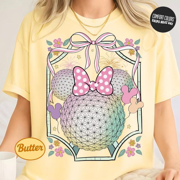 Camiseta floral Disney Epcot Comfort Colors® Camiseta con ícono de Minnie Mouse y flores de primavera Camiseta con viaje a Disney para el Festival de flores y jardines de Disney Epcot