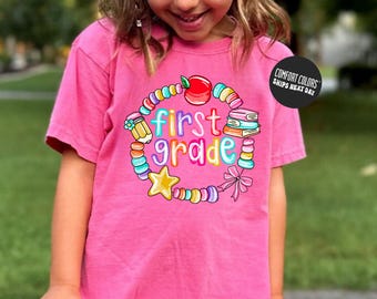 FIRST GRADE Shirt Back To School Shirt Comfort Colors Girls Happy First Day of School Shirt 1st Grade Back to School Back To School Shirt