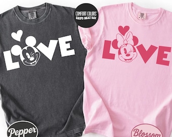 Disney Valentines Mickey and Minnie Shirt Valentine Couples Gift Disney Couple Disney Matching Shirts Disney Lover Valentines Day Sweatshirt
