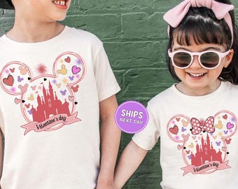 Disney Valentine's Day Shirt Mickey Minnie Happiest Place On Earth Castle Sweatshirt Disney Lovers Shirt Disney Valentine's Day Kids Shirt