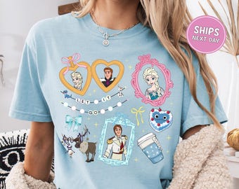 Disney Frozen Shirt Elsa Princess Shirt Comfort Colors Coquette Disney Girls Frozen Elsa Tee Retro Disney Vacation Matching Trip Disneyland