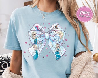 Disney Frozen Shirt Elsa Princess Shirt Comfort Colors Coquette Disney Girls Frozen Elsa Tee Retro Disney Vacation Matching Trip Disneyland