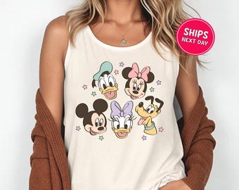 Disney Mickey And Friends Tank Top Retro Disney Comfort Colors® Tank Top Disney Tank Disneyland Mouse Ears Disney Tanks Retro Disney Trip