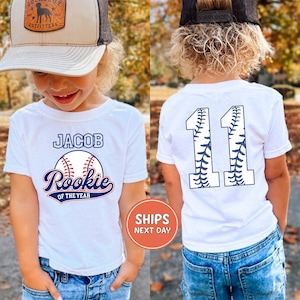 Custom Birthday Shirt Baseball Birthday Rookie Of The Year Shirt Custom Name Baseball Sports First Birthday Party Outfit 1st Birthday Shirt