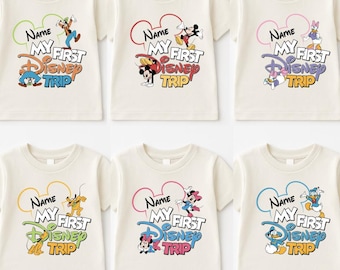 Custom First Disney Trip Shirt Mickey And Friends Disneyland Shirt Kids Disney Trip Tee Disneyland Vacation Tee Custom Minnie Mickey Shirt