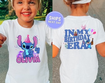 Custom Stitch Birthday Girl Shirt Disney Family Birthday Girl Shirt Birthday Disney Stitch Shirt Birthday Party Outfit Kids Birthday Gift