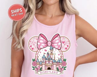 Disney Castle Tank Top Retro Disney Comfort Colors® Tank Top Pink Disney Tank Disneyland Mouse Ears Disney Tanks Retro Floral Disney Trip