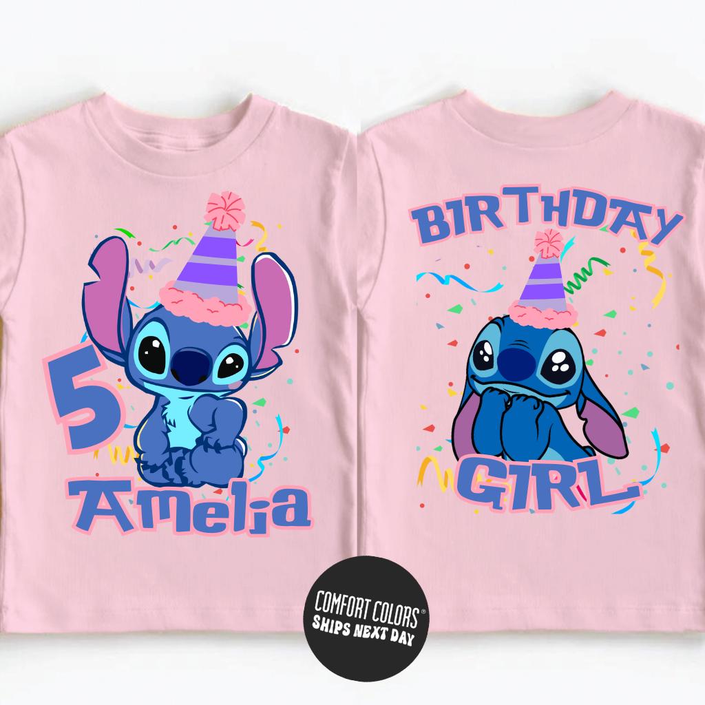 Disney Stitch Birthday Girl Shirt Custom Disney Stitch Shirt Personalized Birthday Girl Tee Birthday Party Toddler Disneyland Birthday Trip