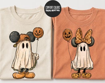 Matching Mickey Minnie Halloween Couple Shirts Mickey Ghost Shirt Minnie Ghost Shirt Disney Halloween Spooky Season Comfort Colors® Shirt