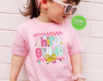 Back To School Shirt 3rd Grade First Day of School Shirt Third Grade School Shirt Girls Coquette School Shirt Third Grade Teacher Shirt