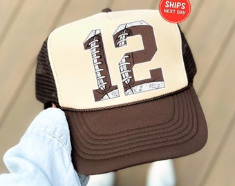 Custom Football Trucker Hat Football Number Hat Personalized Football Game Day Hat Retro Football Season Foam Trucker Hat Football Fan Gifts