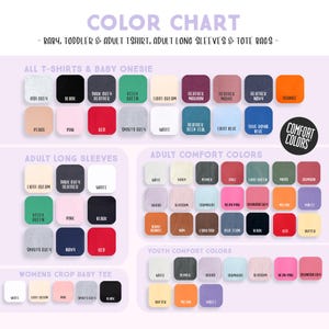 the color chart for a variety of colors