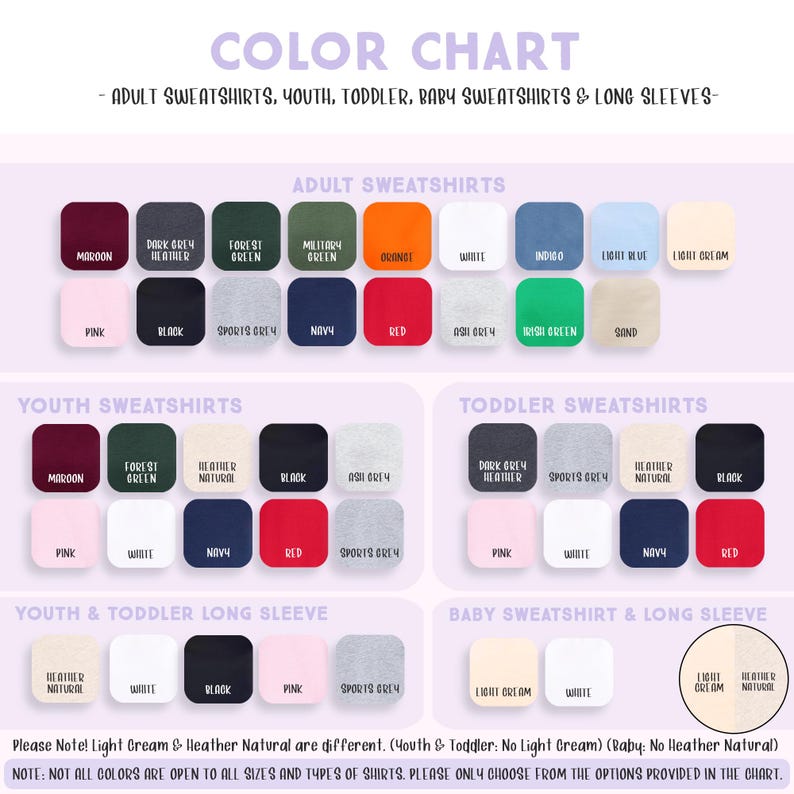 the color chart for a baby's clothing line