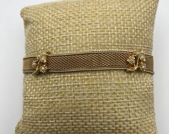 Vintage Goldette NY Gold Tone Mesh Multi Jeweled Bracelet 7 1/2&quot; Defect Charity