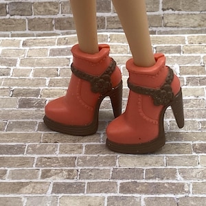 My Scene Barbie Doll Coral And Brown High Heel Boots