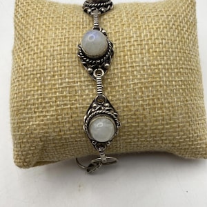 Vintage Moonstone Bracelet Silver Tone