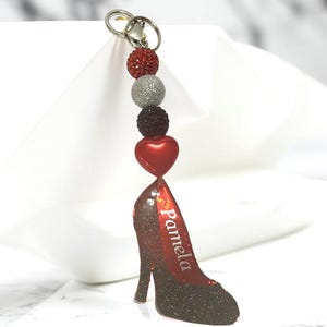 High Heel Stiletto Keychain/Glitter Keychain With Name/Purse Charm/Backpack Charm