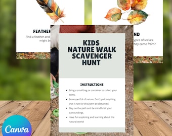 Kids Nature Scavenger Hunt Forest School printable activity for teachers and homeschoolers nature education experience forest walk