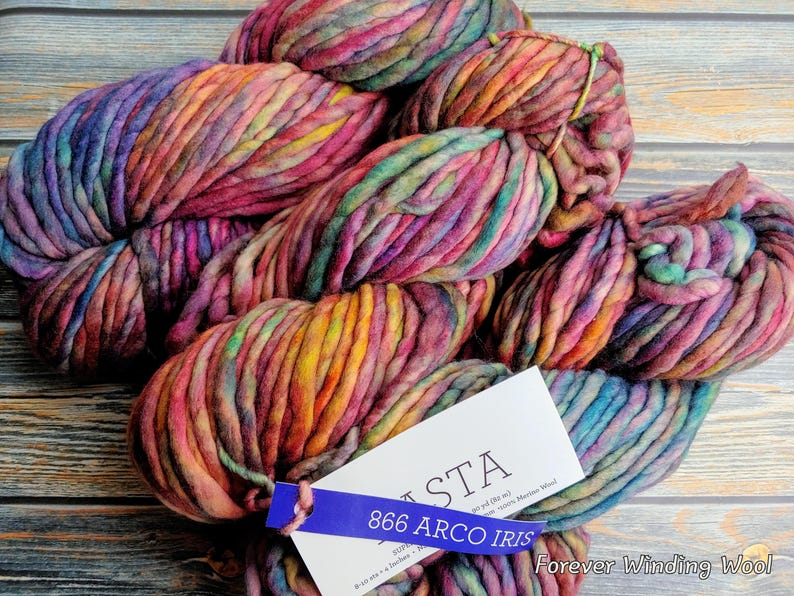 Malabrigo Rasta - Ultra Soft Super Bulky Merino Wool Yarn (150g/90yds) | Hand Dyed 866 - Arco Iris