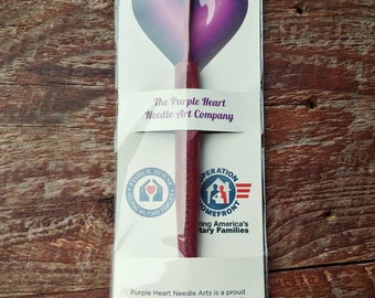 Purple heart wood ergonomic crochet hooks 6" long supporting military veterans