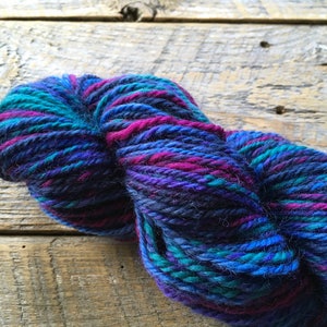 Blue hand spun yarn Jewel tone handspun yarn, worsted weight, Navajo ply, handmade yarn image 4