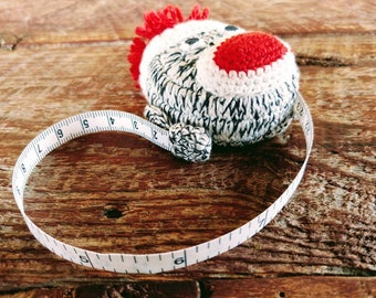 Sock Monkey Tape Measure or Sheep Fish Ladybug Flower stocking stuffer knitter gift