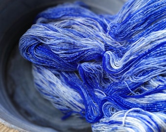 Cobalt blue hand dyed wool gradient yarn