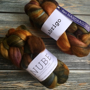 Malabrigo Nube Wool Roving – Mandragora – Hand Dyed 100% Merino Fiber Combed Top, 4oz – Spinning & Felting Supply