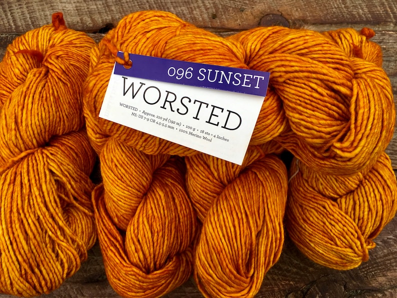 Malabrigo Worsted Wool Yarn Soft Merino, Crochet yarn gift for crafter Sunset